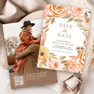 Save The Date Mariage Floral Automnal Rustique Photo de Terre