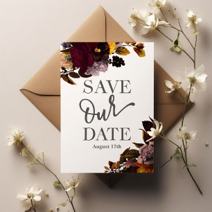 Save The Date Mariage Floral Automnal Vintage - Enregistrez la D