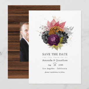 Save The Date Mariage floral automnal vintage - Photo