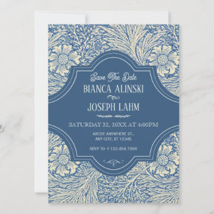 SAVE THE DATE MARIAGE FLORAL BLEU