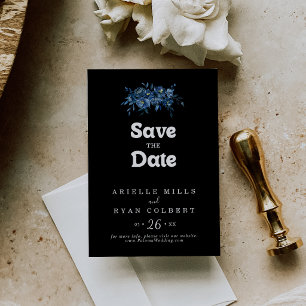 Save The Date Mariage floral bleu de la Royal Navy