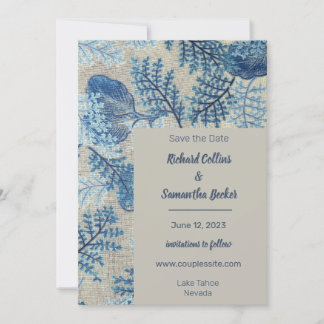 Save The Date Mariage Floral Bleu Étiqueté Enregistrer La Date