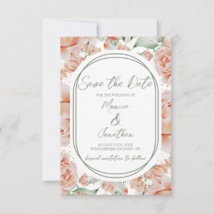 Save The Date Mariage floral bleu rustique Sage Green