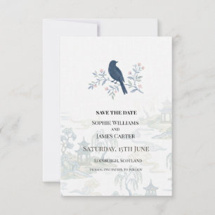 Save The Date Mariage Floral Blue Bird