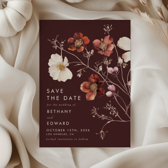 Save The Date Mariage Floral Bohème d'Automne (Créateur téléchargé)