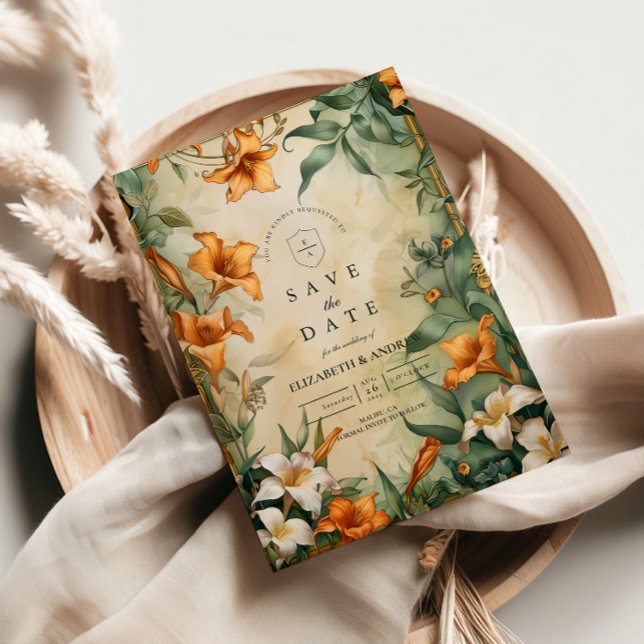 Save The Date Mariage Floral Botanique Antique (Créateur téléchargé)