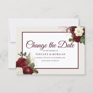 Save The Date Mariage Floral Bourguignon Romantique Changer la D