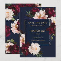 Mariage Floral Burgundy Blush Navy Bleu Sombre