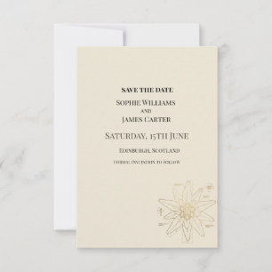 Save The Date Mariage floral crème et or