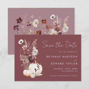 Save The Date Mariage floral d'automne lunaire