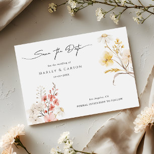 Save The Date Mariage Floral de Printemps aux Fleurs Sauvages et