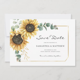 Save The Date Mariage floral de tournesol Eucalyptus