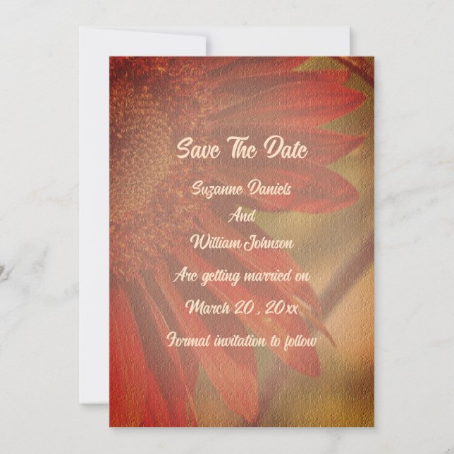 Save The Date Mariage floral de tournesol orange (Devant)