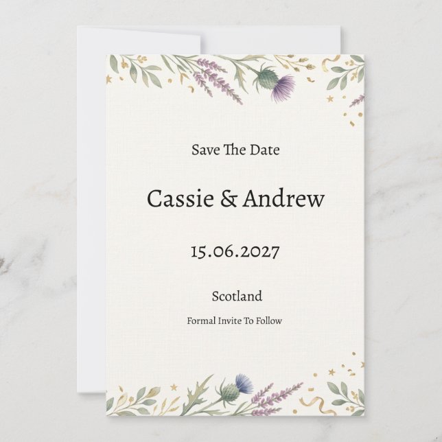 Save The Date Mariage Floral de Verdure Bleu (Devant)