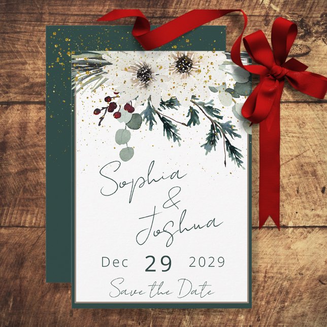 Save The Date Mariage Floral d'hiver des baies rustiques (Créateur téléchargé)