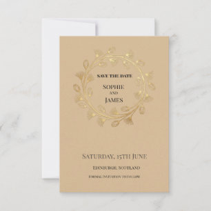 Save The Date Mariage Floral Doré