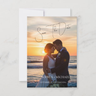 Save The Date Mariage Floral Élégant et Neutre avec Magnolia
