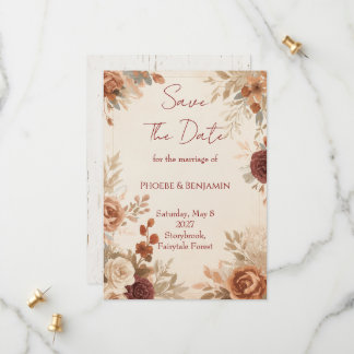 Save The Date Mariage Floral en Forêt Romantique