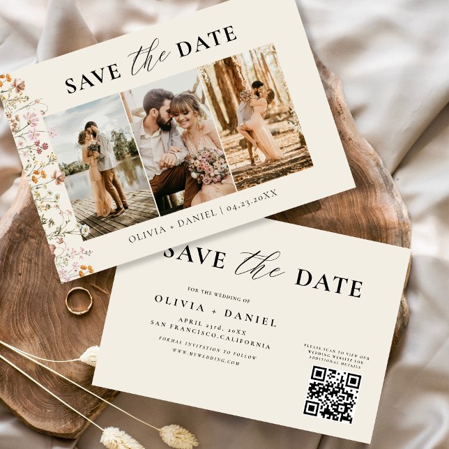 Save The Date Mariage Floral Fleur sauvage de code QR (Créateur téléchargé)