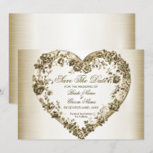 Mariage Floral Golden Ornate Heart Frame Élégant