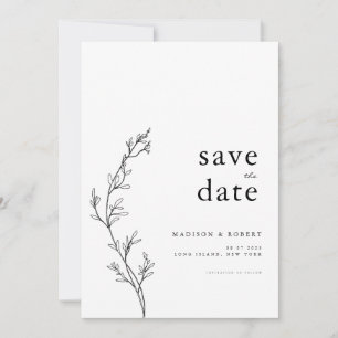 Save The Date Mariage floral minimaliste simple Enregistrer la d