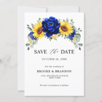 Mariage Floral Moderne Tournesol Rustique Bleu Roy