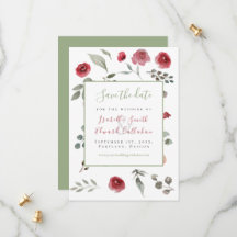 Mariage Floral Moderne Vert Sauge Bordeaux
