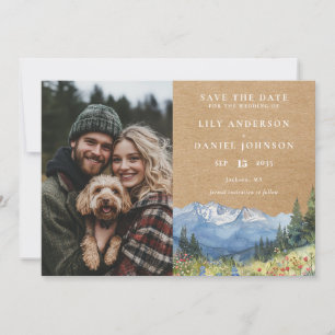 Save The Date Mariage Floral Montagnard Aquarelle Rustique Photo