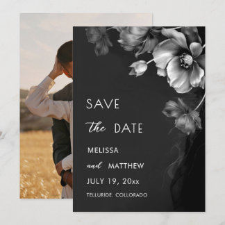Save The Date Mariage Floral Noir Argent