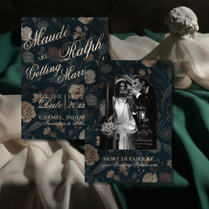 Save The Date Mariage Floral Noir Photo Moderne Contemporain