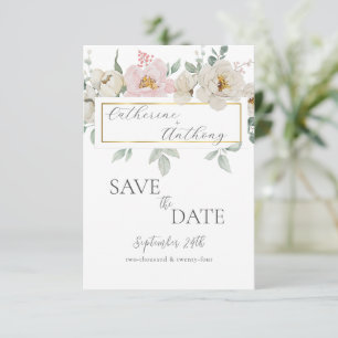 Save The Date Mariage Floral Or moderne