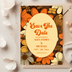 Save The Date Mariage Floral Rétro des Années Soixante-Dix