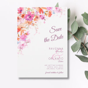 Save The Date Mariage Floral Romance Rose Pastel Fleur de Cerisi