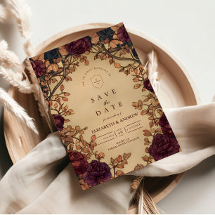 Save The Date Mariage Floral Romantique Sombre