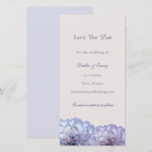 Save The Date Mariage floral rose bleu foncé