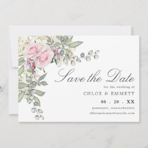 Save The Date Mariage floral rose rustique Enregistrer la date