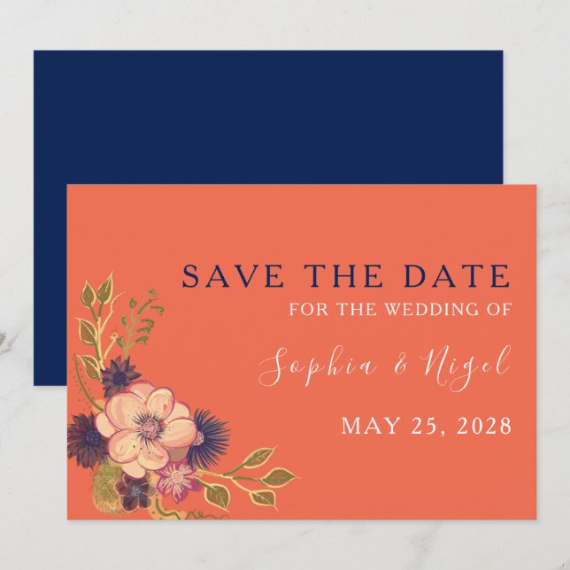 Save The Date Mariage floral rustique (Devant / Derrière)
