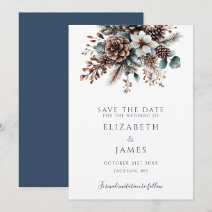 Save The Date Mariage Floral Rustique Bohème Moderne avec Cônes 