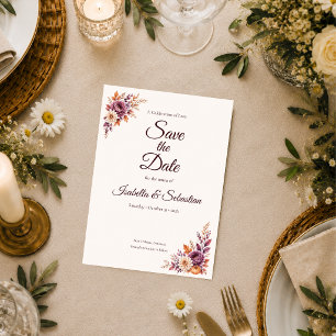 Save The Date Mariage Floral Rustique d'Automne
