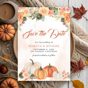 Save The Date Mariage Floral Rustique de Citrouille d'Automne