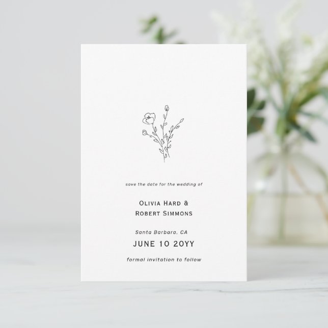 Save The Date Mariage floral rustique minimal (Debout devant)