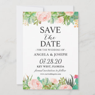 Save The Date Mariage floral rustique Succulent Cactus