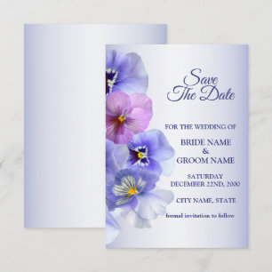 Save The Date Mariage Floral Rustique Violet Rose Lilas Pensée
