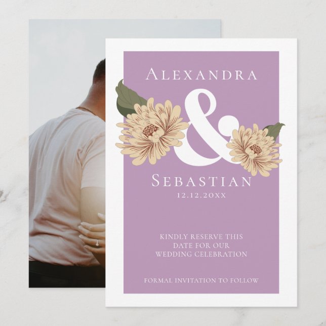 Save The Date Mariage Floral Simple Et Élégant Enregistrer La Da (Devant / Derrière)