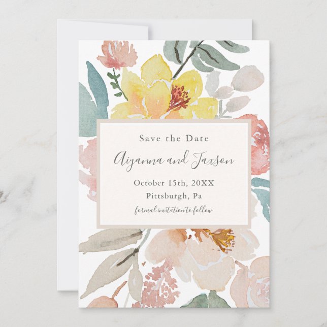 Save The Date Mariage floral simple et joli (Devant)