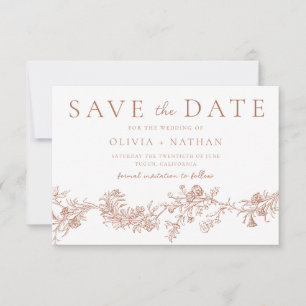 Save The Date Mariage Floral Terracotta Vintage