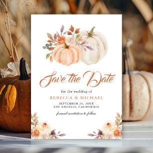 Save The Date Mariage Floral Terreux de Citrouille d'Automne