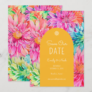 Save The Date Mariage Floral Tropical Aquarelle Moderne Coloré