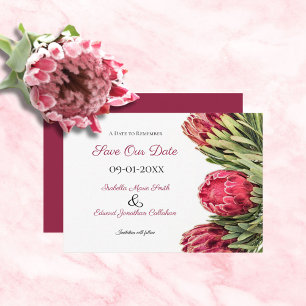 Save The Date Mariage floral tropical botanique rose protea
