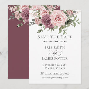 Save The Date Mariage Floral Végétal Rose Cannelle Bohème Rougeu